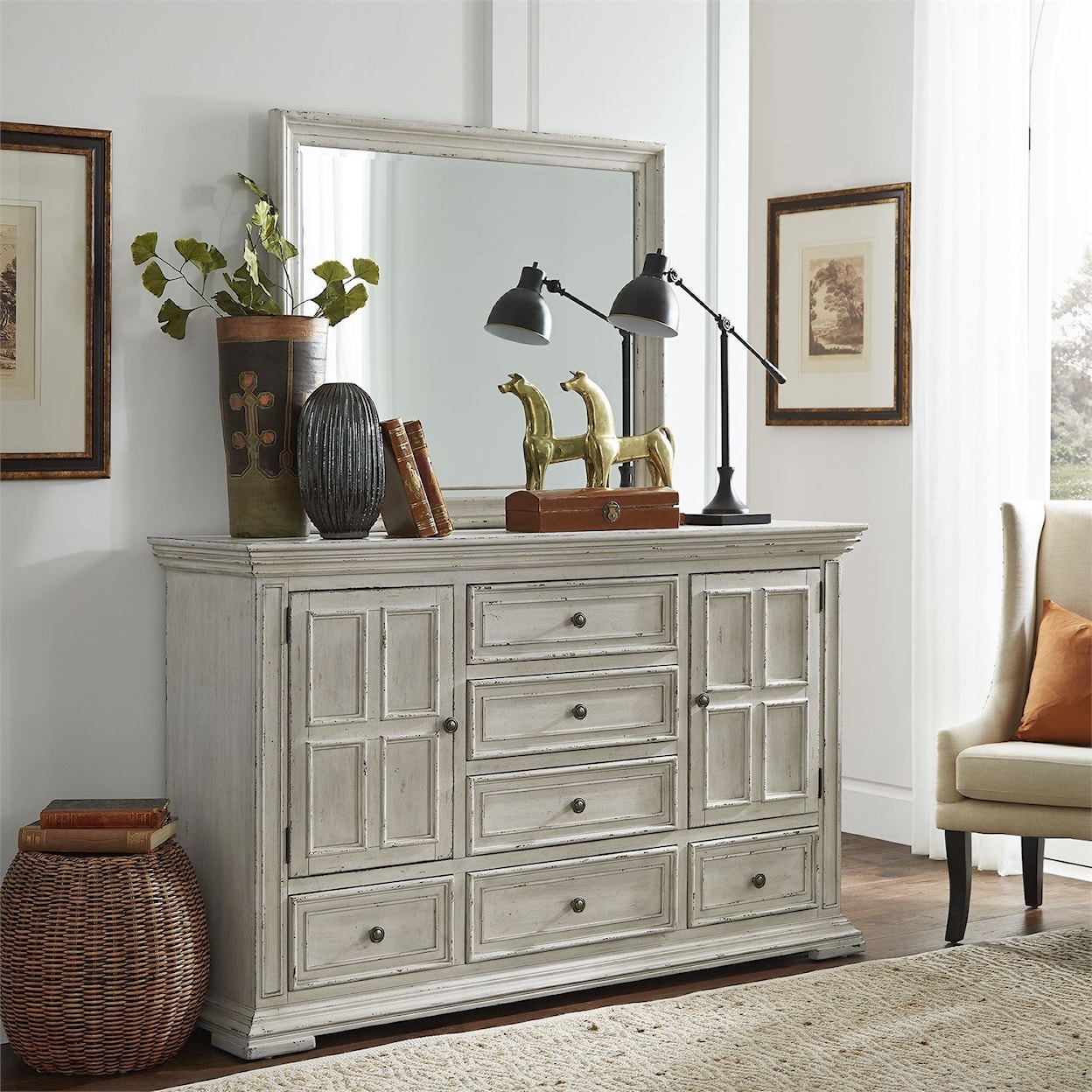 Liberty Furniture Big Valley Dresser and Mirror