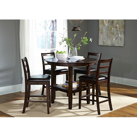 5 Piece Round Pub Table and Ladderback Chair Set