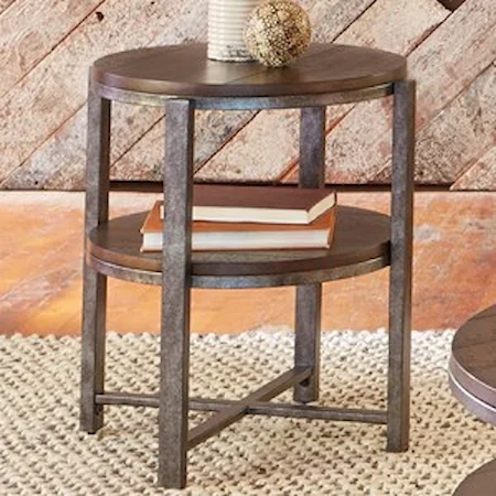 Round End Table with Shelf