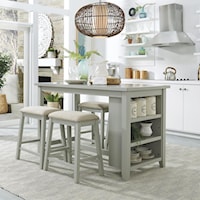 Transitional 5-Piece Counter Height Dinette Set with Stools - Gray