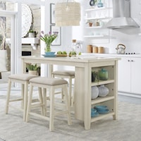 Transitional 5-Piece Counter Height Dinette Set with Stools - White