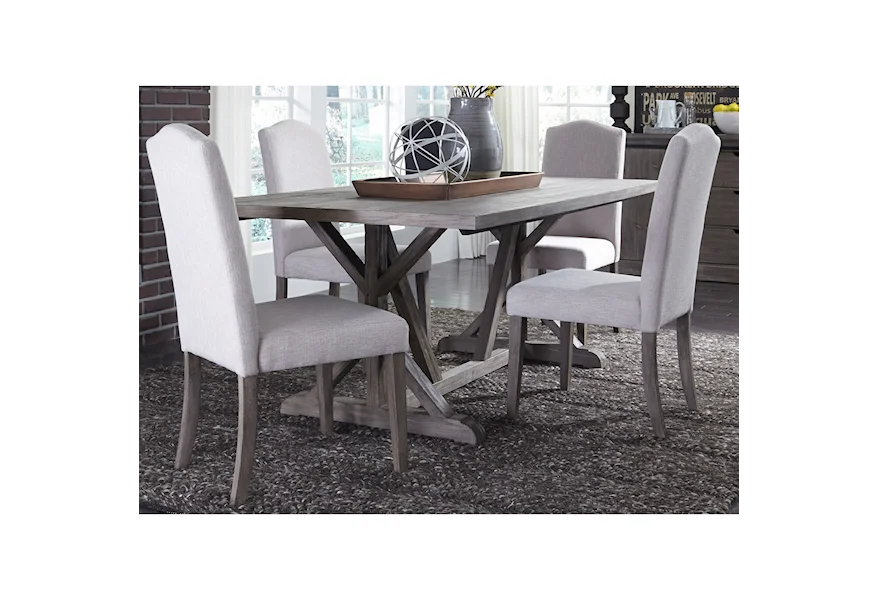 Carolina Lakes 5 Piece Trestle Table Set by Liberty Furniture at Westrich Furniture & Appliances