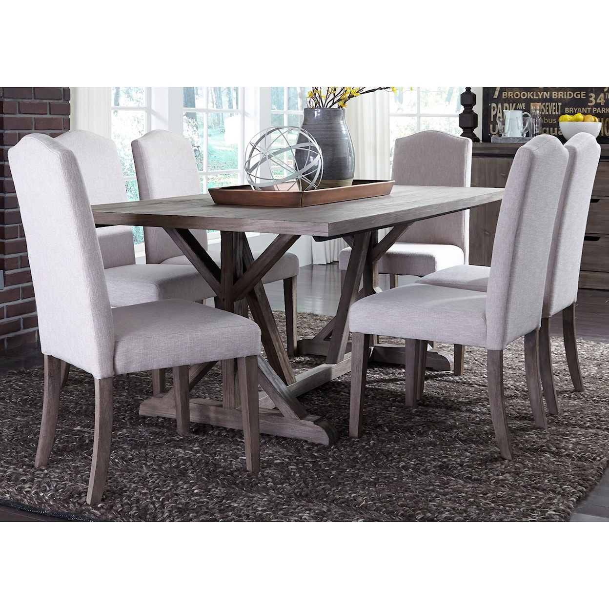 Liberty Furniture Carolina Lakes 7 Piece Trestle Table Set