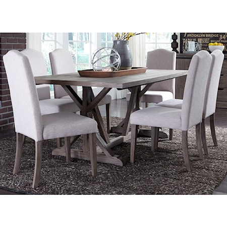 7 Piece Trestle Table Set