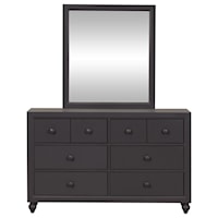 Cottage Dresser and Mirror Set with Bun Feet