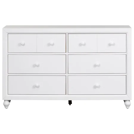 Cottage 6-Drawer Dresser with Bun Feet