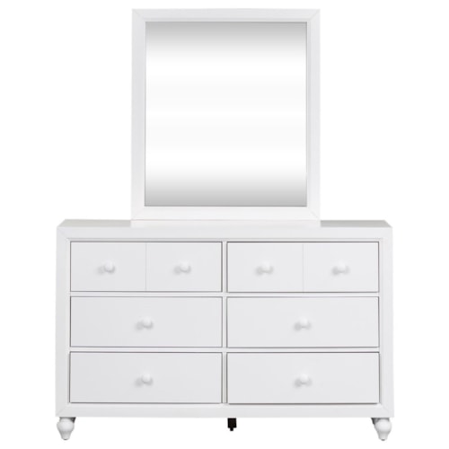 Cottage Dresser and Mirror Set with Bun Feet