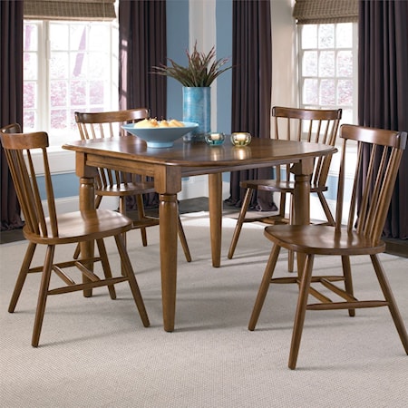 5 Piece Dinette Table with Drop Down Leaves and Spindle Back Chairs