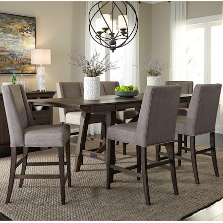 Transitional 7-Piece Counter-Height Gathering Dining Set