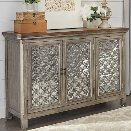 Transitional 3 Door Accent Chest with Adjustable Interior Shelf