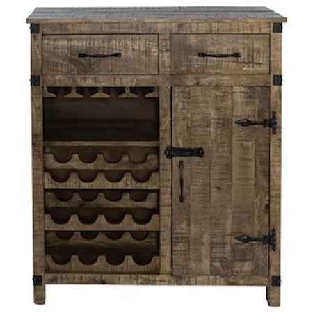 Rustic Wine Accent Cabinet with 12-Bottle Wine Rack