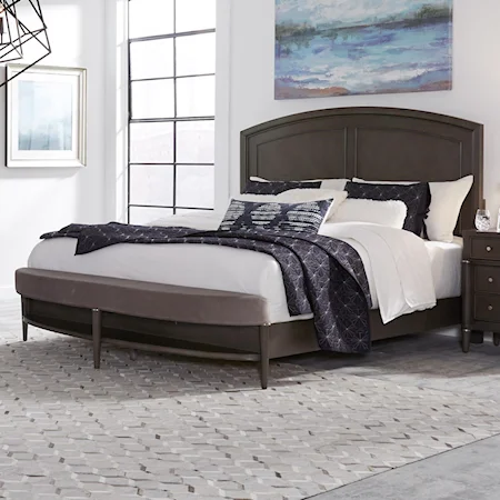 Transitional Queen Panel Bed with Bench Footboard