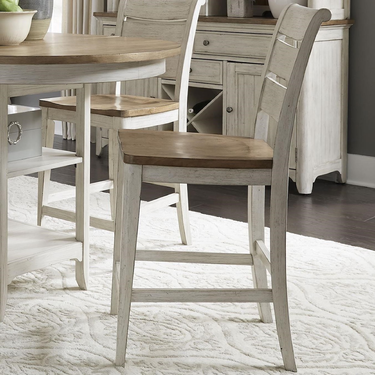 Liberty Furniture Farmhouse Reimagined Ladder Back Counter Chair