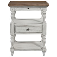 Farmhouse 1 Drawer Night Stand with Pull Out Shelf