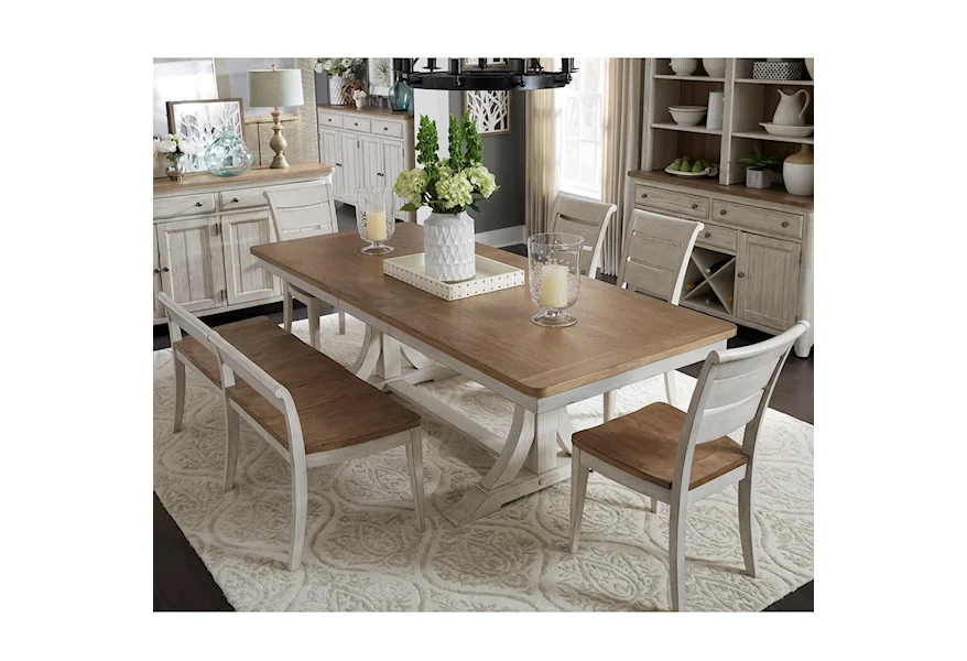 Farmhouse Reimagined 6-Piece Trestle Table Set by Liberty Furniture at Reeds Furniture