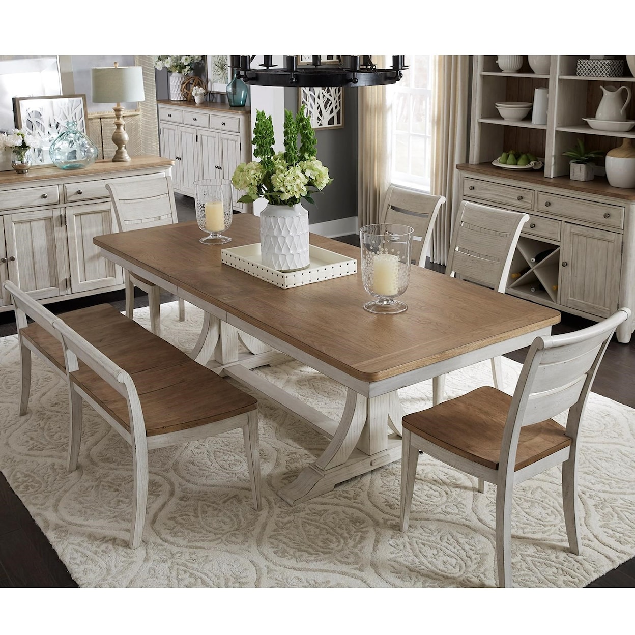 Liberty Furniture Farmhouse Reimagined 6-Piece Trestle Table Set