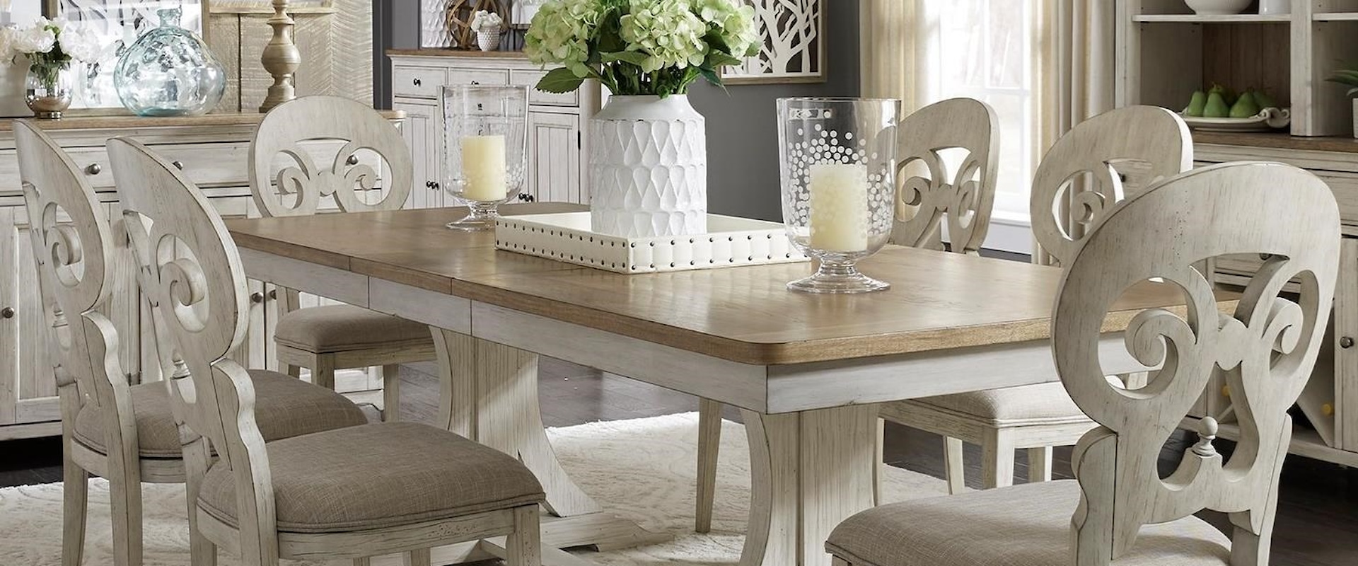 Relaxed Vintage 7-Piece Trestle Table Set