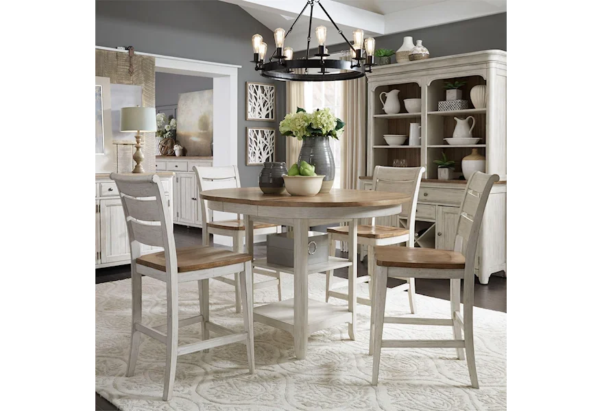 Farmhouse Reimagined 5 Piece Gathering Table Set by Liberty Furniture at Sheely's Furniture & Appliance