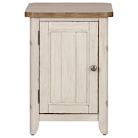 Farmhouse Door Chair Side Table with Built in Charging Station