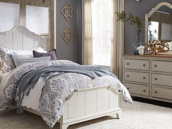 Twin Panel Bed, Dresser & Mirror