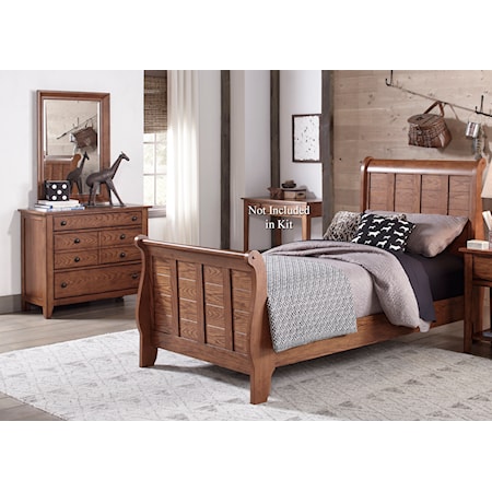 Full Sleigh Bed, Dresser & Mirror