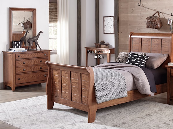 Full Sleigh Bed, Dresser & Mirror