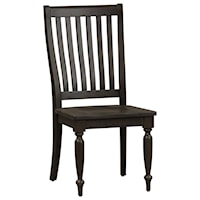 Transitional Side Chair with Slat Back Design