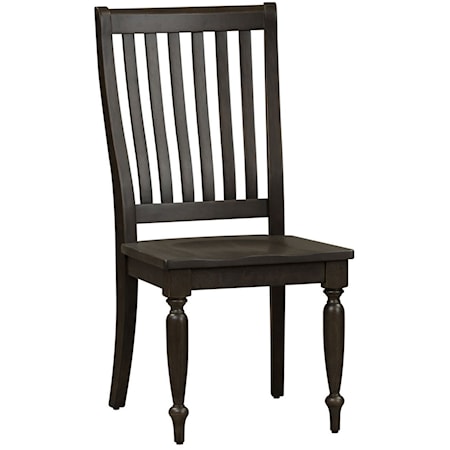 Transitional Side Chair with Slat Back Design