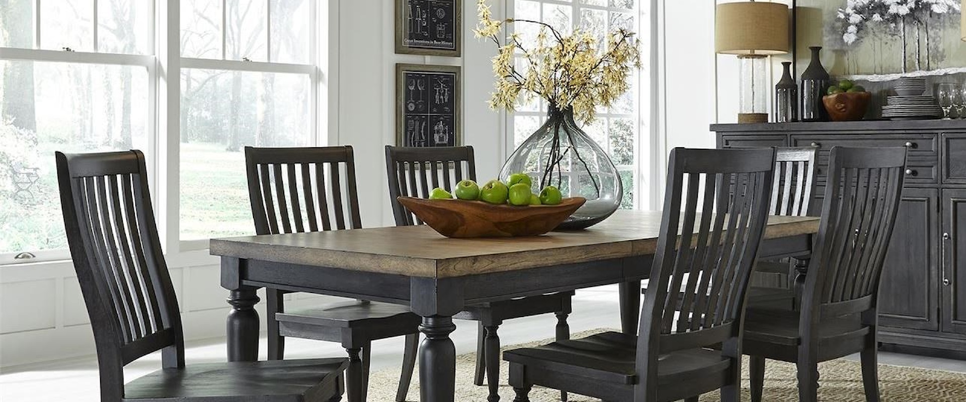 Transitional 7-Piece Rectangular Table Set with 18" Removable Leaf