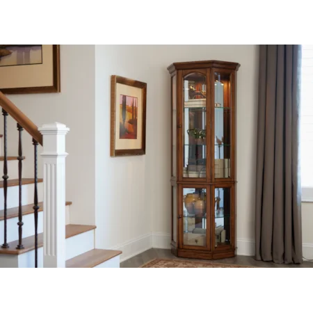 Transitional 2 Piece Curio with Mirrored Back