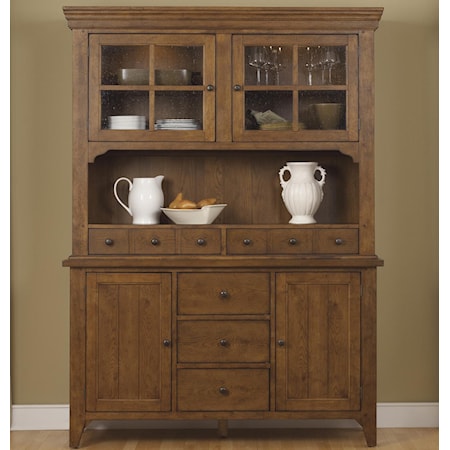 Mission Style Buffet with China Hutch