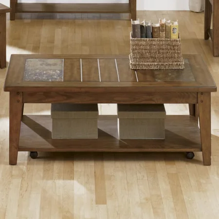 Standard Top Cocktail Table with Base Shelf