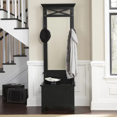 Entryway Hall Tree with Mirror and Bench