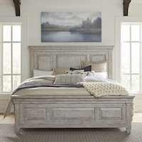 Transitional King Panel Bed with Decorative Molding