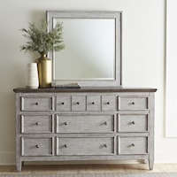 Farmhouse Dresser and Mirror Set with Felt-Lined Drawers