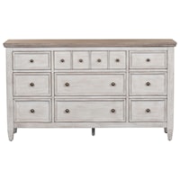Transitional Two-Toned 9 Drawer Dresser