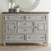 Transitional Two-Toned 2 Door 6 Drawer Chesser
