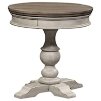 Transitional Round Pedestal Chairside Table