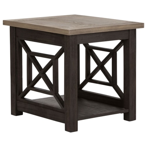 Transitional End Table with Bottom Shelf