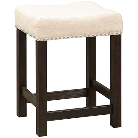 Transitional Upholstered Console Stool with Nailhead Trim
