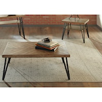 Contemporary Occasional Table Group with Herringbone Parquet Pattern