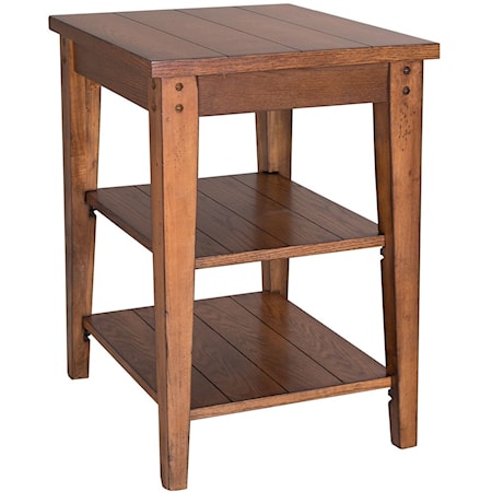 Casual Tiered Table with Open Shelves  - Oak