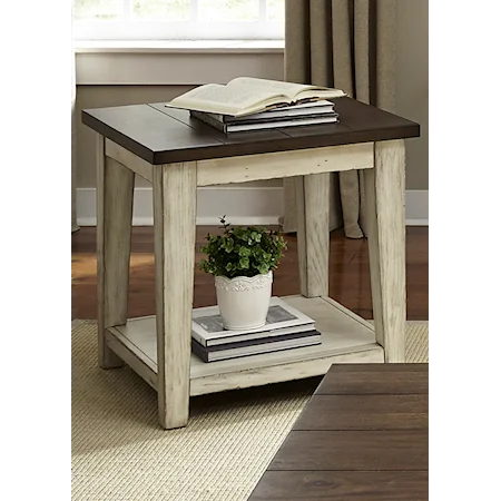 Rustic End Table with Light Distressing