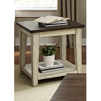 Rustic End Table with Light Distressing