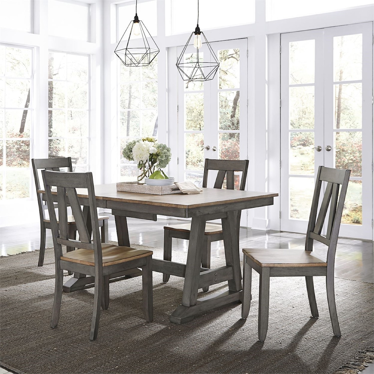 Liberty Furniture Lindsey Farm 5-Piece Trestle Table Set