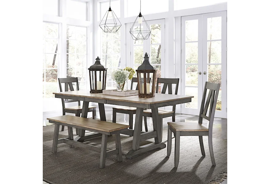 Lindsey Farm 6-Piece Trestle Table Set by Liberty Furniture at Dream Home Interiors