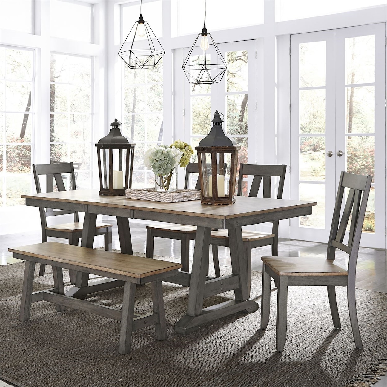 Liberty Furniture Lindsey Farm 6-Piece Trestle Table Set