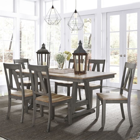 7-Piece Trestle Table Set
