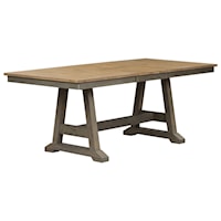 Transitional Two-Toned Trestle Table with Butterfly Leaf