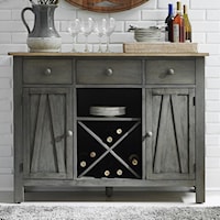 Transitional Two-Toned Server with Wine Rack